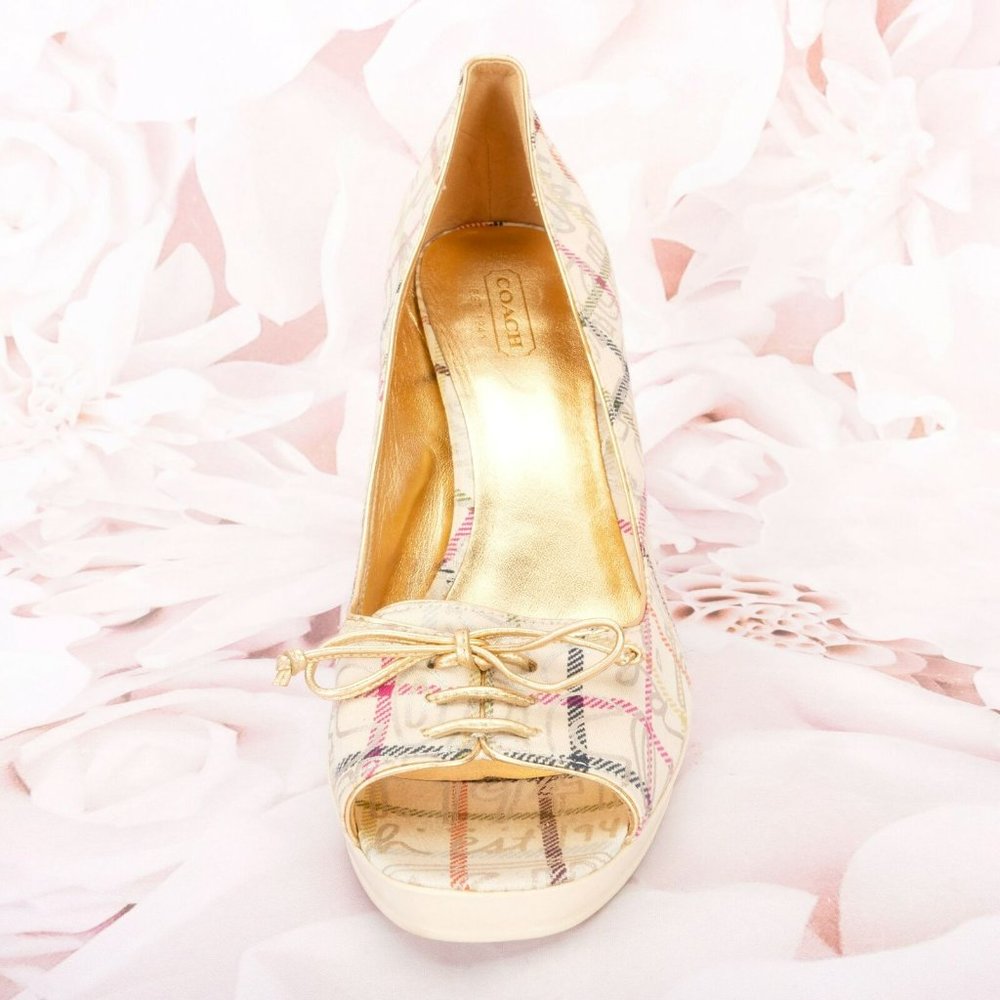 Coach Corey Tattersall Multi-Color Canvas Peep-To… - image 5